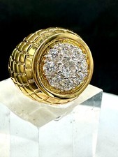 Mens gold ring cluster signet