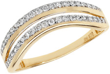 9ct gold 0.2ct 2 row wishbone