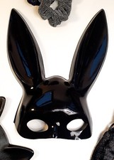 Black Rabbit mask fancy dress masquerade ball Costume Prop emo goth halloween