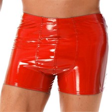 Mens PVC Leather Boxer Brief Casual Short Pants Wetlook Bikini Swimsuit Trunk