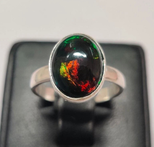 Natural black fire opal 925 - natural,