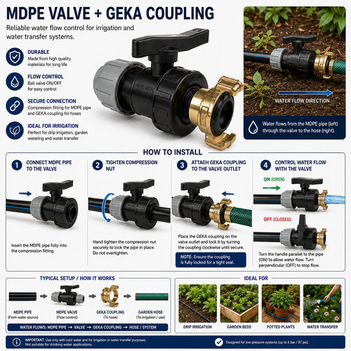 Mdpe water pipe valve - pipe, with