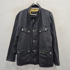 Barbour SMU Enfield Wax Waterproof Country Biker Black Jacket Coat Size Large