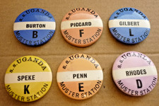 SIX VINTAGE TIN BADGES S.S