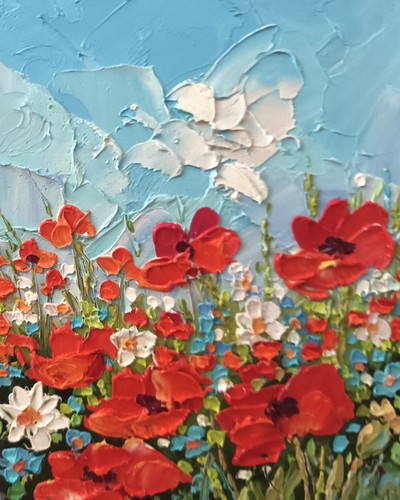 Poppy daisies original oil - poppy,
