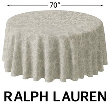 Ralph Lauren BLUFF DOVE GREY Tablecloth CHARM 70" Round 100% Cotton