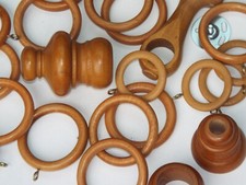 Wooden curtain rings, Pole holders and Finials - Curtain Pole fittings