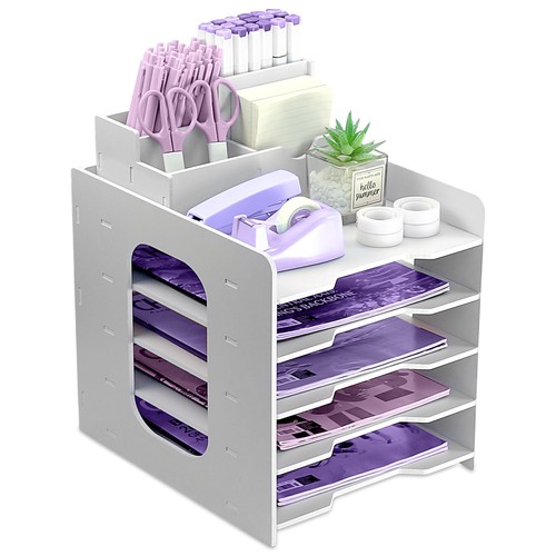 White tier stackable desk - stackable,