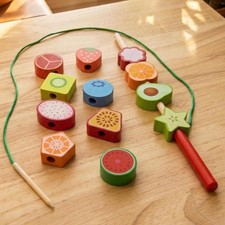 Wooden Fruit Threading Lacing