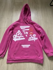 Superdry Men's Super 5 Deconstruct Pink Hoodie Size XS
