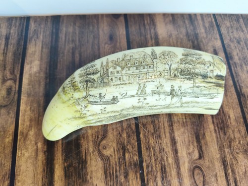 Resin scrimshaw sperm - tooth,