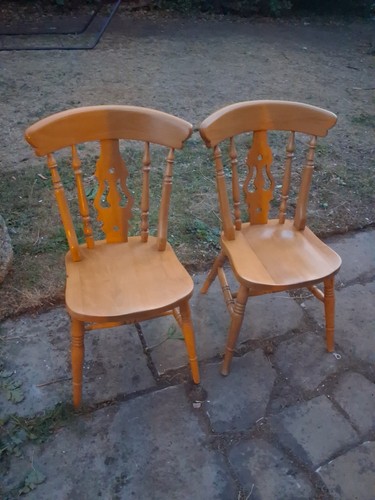 Pair pine dining chairs - of,