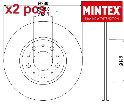Pcs front brake - x2,