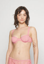 Stella McCartney Logo Monogram Mesh Pink Lace Balconette Bra 32 C