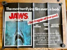 Jaws 1976 ORIGINAL UK QUAD POSTER, EXTREMELY RARE VERSION