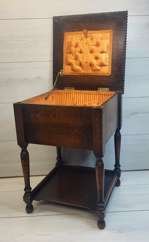 Vintage oak sewing box - vintage,
