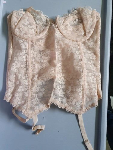Vintage nude basque corset - nude,