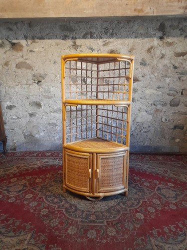 Vintage bamboo rattan shelving - rattan,