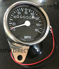 Mini motorcycle Speedo Unit / Chrome / Black Face / MPH / 160mph