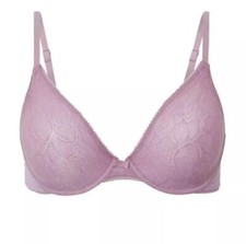 EX  M&S Jacquard & Lace Bra UnPadded Non-Wired Full Cup Bras 36B LEFT