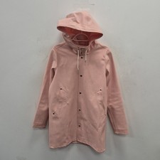 Stutterheim Stockholm Pink Waterproof Rain Hooded Rubber Coat Jacket Size XXXS