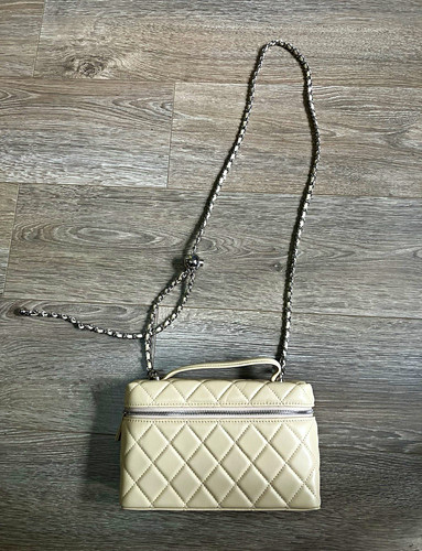 Beige quilted faux leather - beige,