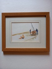 Framed watercolour of a beach