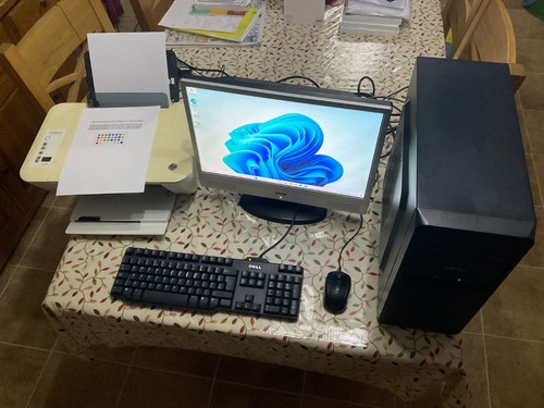 Desktop computer and printer - computer,
