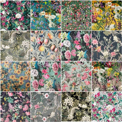 Floral printed velvet fabric - floral,