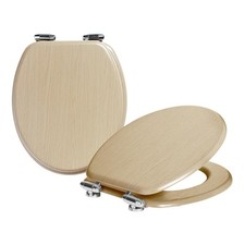 2x Light Oak Soft Close Wooden Toilet Seats Oval Shape Bathroom WC Top Fittings