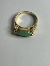 Superb ladies gift! Rare Lucky Jade Solid 14ct Gold statement ring Size M