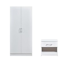 White 2 Door Double Wardrobe &