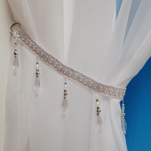 Voile swags crystal beaded - crystal,