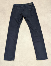 Armani Trousers Mens W31 L33 Blue Navy Tapered Chinos Smart Casual Stretch Jeans