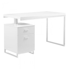 Dfs Dwell White Computer Desk With white office Leather Chair