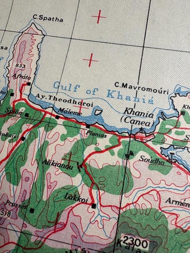 1942 map crete 500 - of, 1/500,000