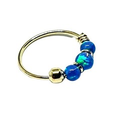 Blue Opal Gold Nose Ring 9k