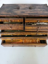 Antique Oak 8 Drawer Engineers Cabinet Tool Chest With Contents Tools 