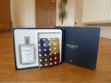 Hackett London After Shave Splash 50ml & 100% Silk Polka Dot Handkerchief In Box