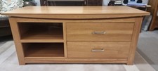 Oak Furnitureland TV Unit Bench Large Solid Oak Two Shelves Two Large Drawers