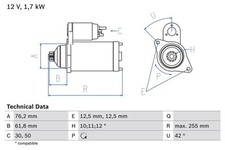 Starter bosch for audi 0 - a1, 2.0