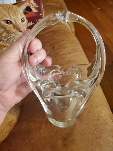 Vtg crystal basket - basket, ashtray