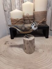 Hand Carved Wooden Crested Tit