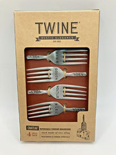 Set Four Twine Fork Cheese Markers Bleu, Brie, Gouda, Stilton - in Original Box