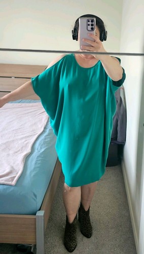 Teal cold shoulder oversized - shoulder,