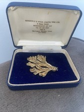 Vintage Eggert Denmark 925 Sterling Flora Danica Gold Gilt Botanical Brooch Pin