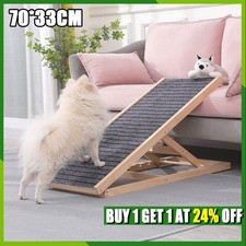 Adjustable Pet Ramp Wooden Foldable Dog Cat Stairs Non-Slip Ramp for Bed Sofa
