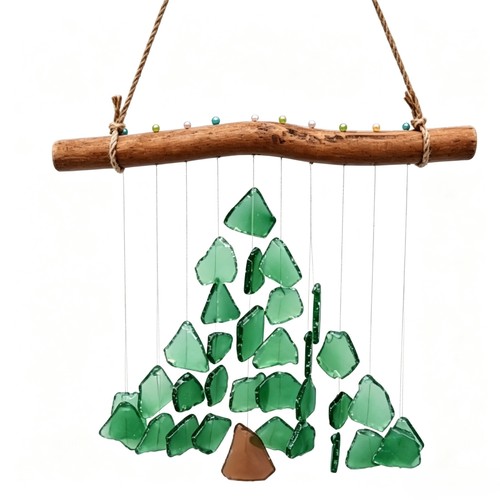 Driftwood mounted sea glass - mounted,