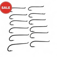 Vintage New Low Water Salmon Forged Loop Eye Fly Hooks-Size 5/0- Bag Of 12 - 5cm