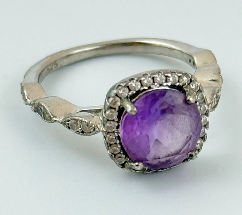 Vtg sterling silver 925 halo - silver,